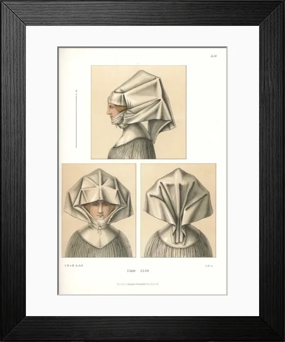Framed Print : Woman in starched linen headdress known as a Sturz, 16thC Framed Print : Woman in starched linen headdress known as a Sturz, 16thC