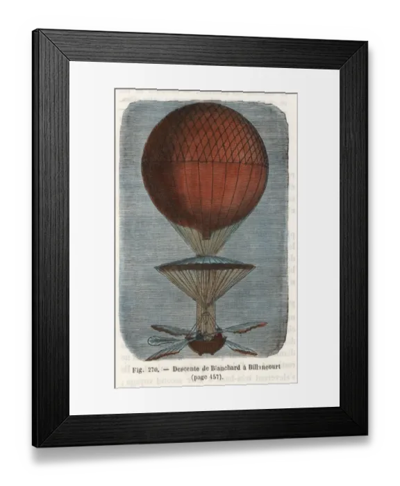 Framed Print : Descent of Jean-Pierre Blanchards balloon Framed Print : Descent of Jean-Pierre Blanchards balloon