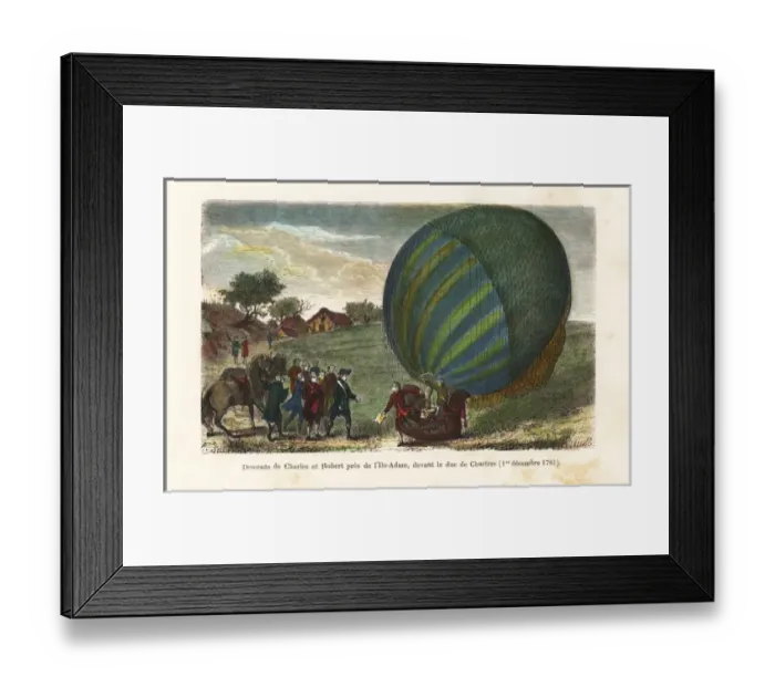 Framed Print : First manned hydrogen balloon flight Framed Print : First manned hydrogen balloon flight