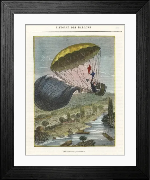 Framed Print : Descent by parachute of Jacques Garnerin from a balloon Framed Print : Descent by parachute of Jacques Garnerin from a balloon