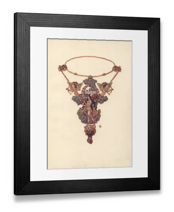 Framed Print : French art nouveau pendant and necklet by Eugene Grasset Framed Print : French art nouveau pendant and necklet by Eugene Grasset