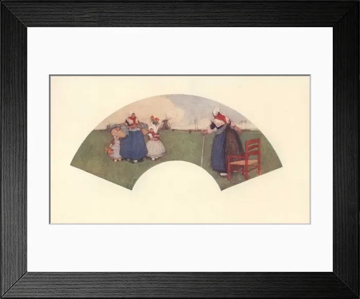 Framed Print : Fan painted on silk by Henri Cassiers: Dutch Framed Print : Fan painted on silk by Henri Cassiers: Dutch