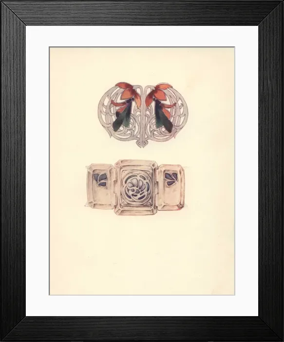 Framed Print : Silver clasps with enamel by arts-and-crafts Framed Print : Silver clasps with enamel by arts-and-crafts
