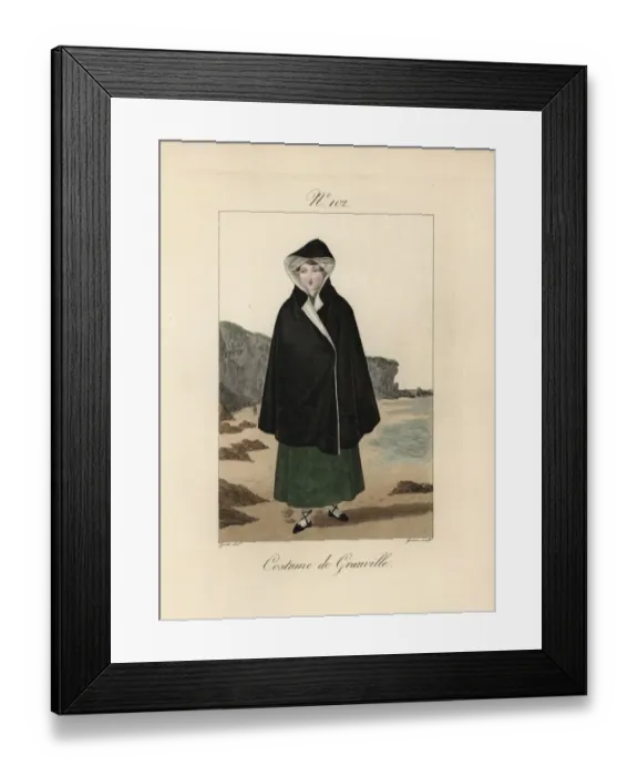 Framed Print : Costume of Granville This cape is called a Framed Print : Costume of Granville This cape is called a