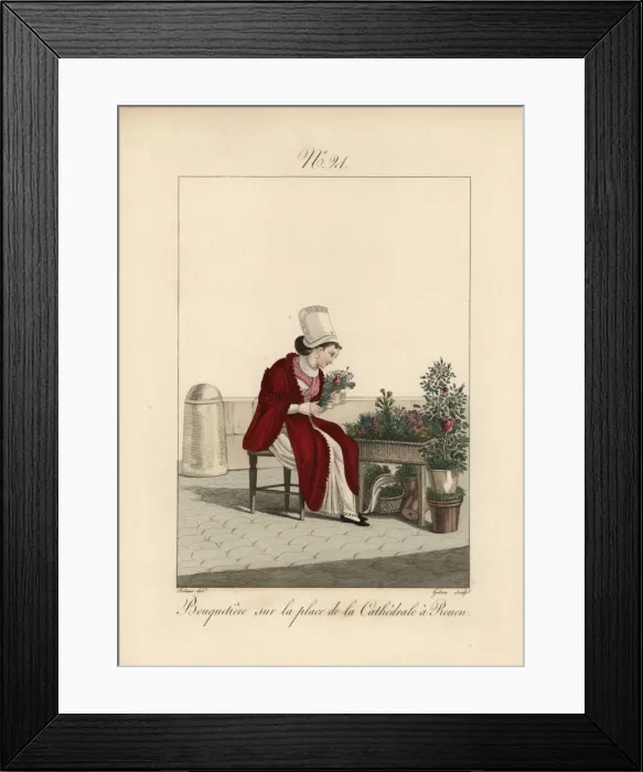Framed Print : Bouquet-maker at the plaza in front of Rouen Framed Print : Bouquet-maker at the plaza in front of Rouen