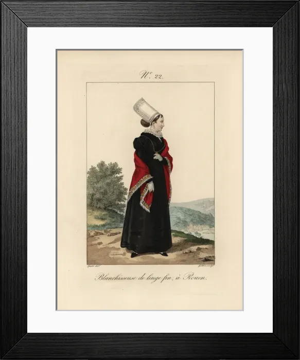 Framed Print : Laundry woman of fine linen at Rouen in a tall Framed Print : Laundry woman of fine linen at Rouen in a tall