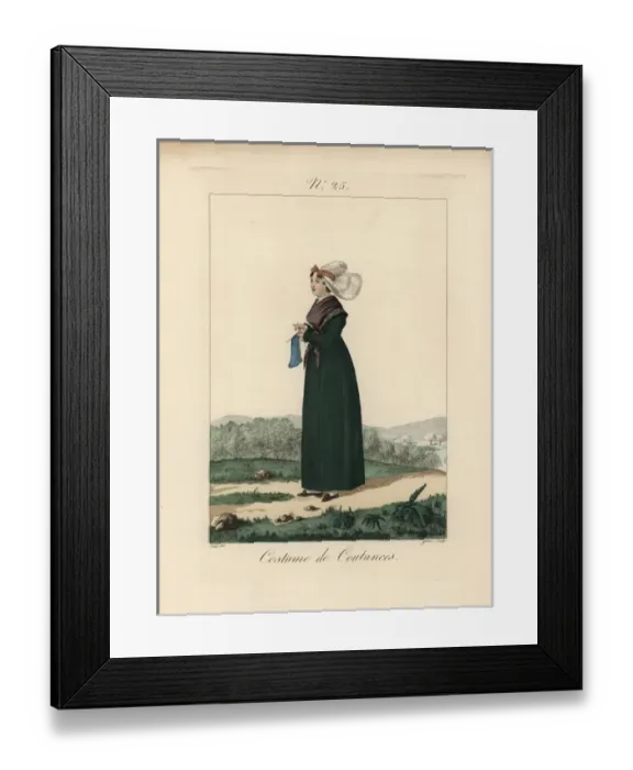 Framed Print : Woman in the costume of Coutances in bonnet Framed Print : Woman in the costume of Coutances in bonnet