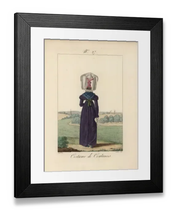 Framed Print : Woman in costume of Coutances: rear view of Framed Print : Woman in costume of Coutances: rear view of
