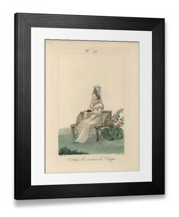 Framed Print : Woman in costume of the Dieppe area She wears Framed Print : Woman in costume of the Dieppe area She wears