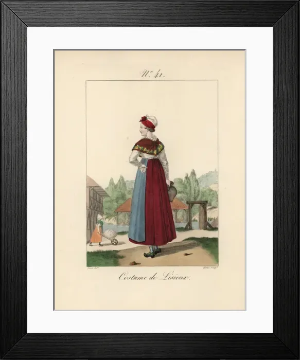 Framed Print : Woman in costume of Lisieux She wears a cotton Framed Print : Woman in costume of Lisieux She wears a cotton