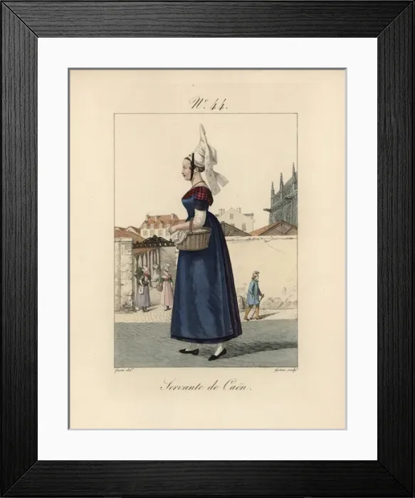 Framed Print : Servant girl in Caen She wears a tall bavolet Framed Print : Servant girl in Caen She wears a tall bavolet