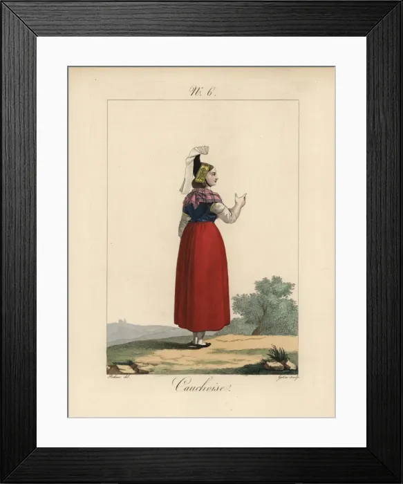 Framed Print : A country servant woman from Yvetot wearing Framed Print : A country servant woman from Yvetot wearing