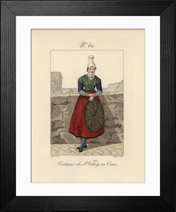 Framed Print : Costume of a fish merchant at St Valery en Framed Print : Costume of a fish merchant at St Valery en