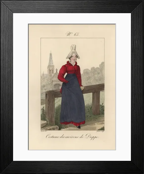 Framed Print : Costume of the area of Dieppe The papillon Framed Print : Costume of the area of Dieppe The papillon