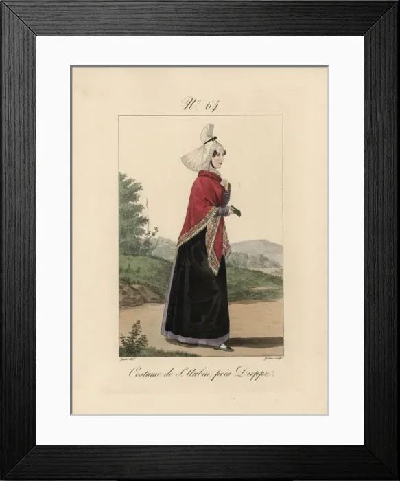 Framed Print : Costume of a woman of Saint Aubin, near Dieppe Framed Print : Costume of a woman of Saint Aubin, near Dieppe