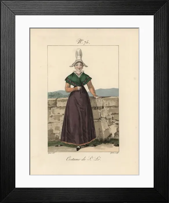 Framed Print : Costume of Saint-Lo A young woman of a higher Framed Print : Costume of Saint-Lo A young woman of a higher