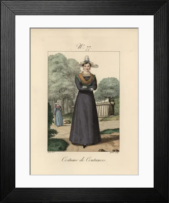 Framed Print : Costume of Coutances View of the bonnet with Framed Print : Costume of Coutances View of the bonnet with