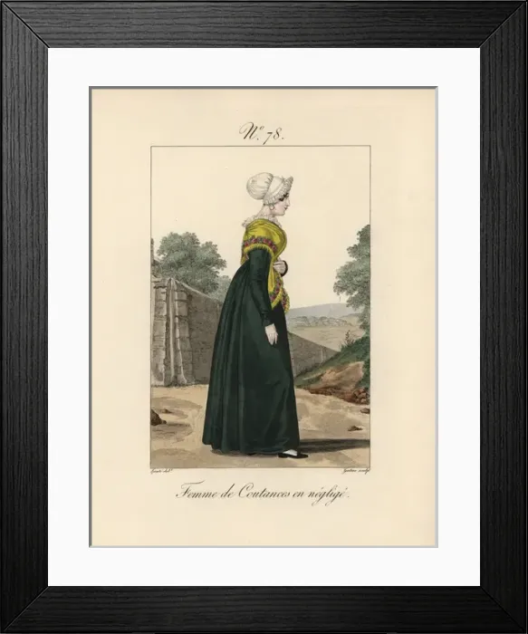 Framed Print : Woman of Coutances, in casual home or night dress Framed Print : Woman of Coutances, in casual home or night dress
