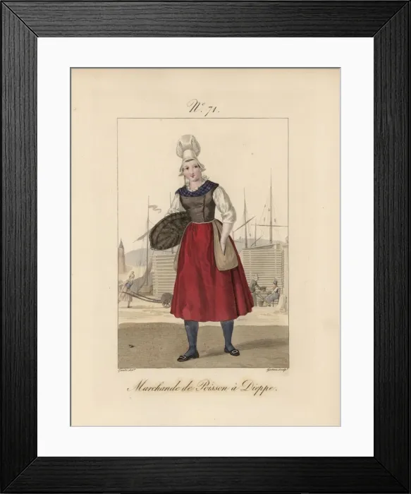 Framed Print : Tradeswoman of Rouen wearing a bonnet called a bavolet Framed Print : Tradeswoman of Rouen wearing a bonnet called a bavolet