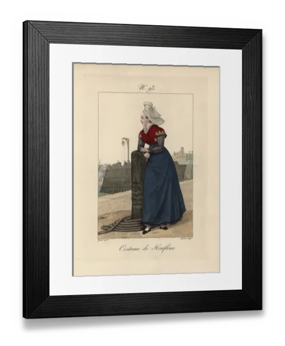 Framed Print : Costume of Honfleur The bonnet is poorly set Framed Print : Costume of Honfleur The bonnet is poorly set