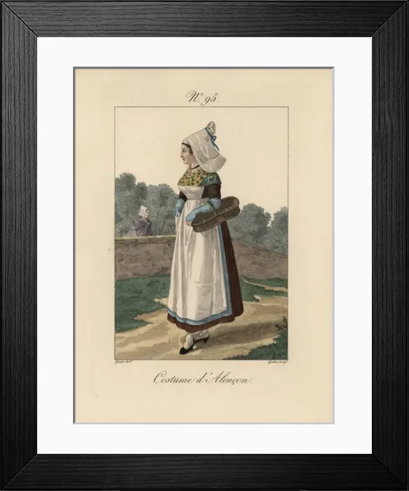 Framed Print : Costume of Alencon A peasant woman returning Framed Print : Costume of Alencon A peasant woman returning