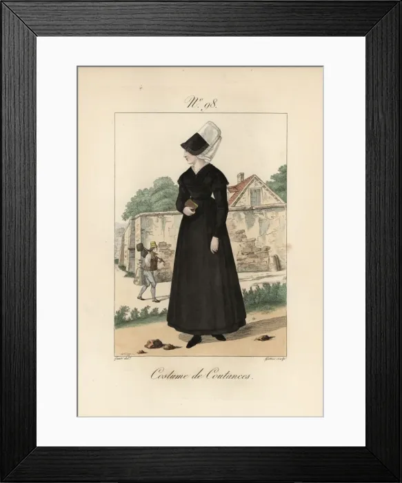 Framed Print : Costume of Coutances Woman in mourning habit Framed Print : Costume of Coutances Woman in mourning habit