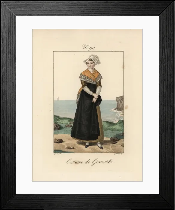 Framed Print : Costume of Granville She dresses in very fine Framed Print : Costume of Granville She dresses in very fine