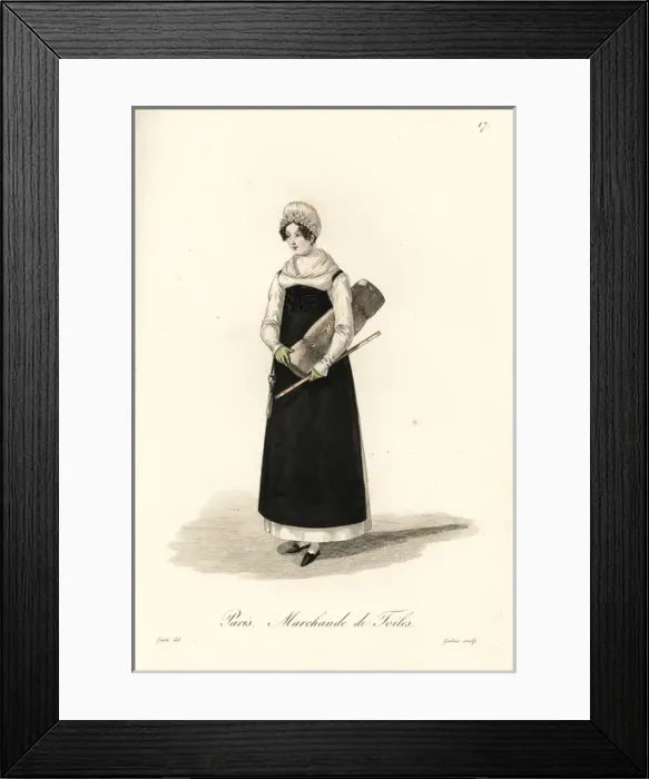 Framed Print : Fabric seller, early 19th century Framed Print : Fabric seller, early 19th century
