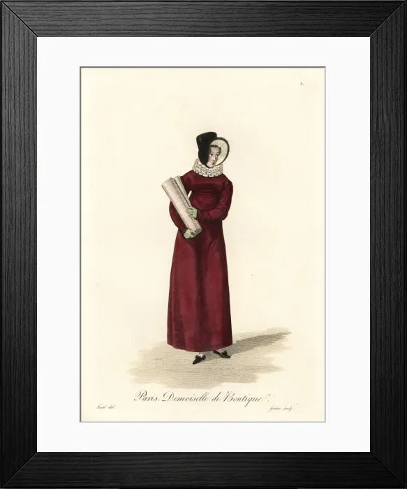 Framed Print : Shop girl of Paris, early 19th century Framed Print : Shop girl of Paris, early 19th century