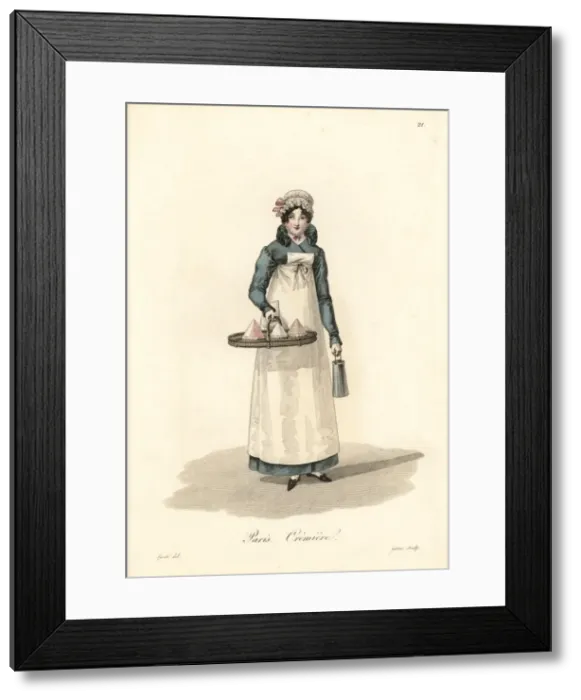 Framed Print : Dairywoman, Paris, early 19th century Framed Print : Dairywoman, Paris, early 19th century