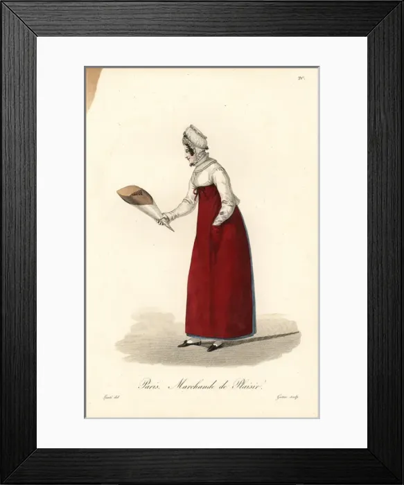 Framed Print : Biscuit or cookie seller, Paris, early 19th century Framed Print : Biscuit or cookie seller, Paris, early 19th century