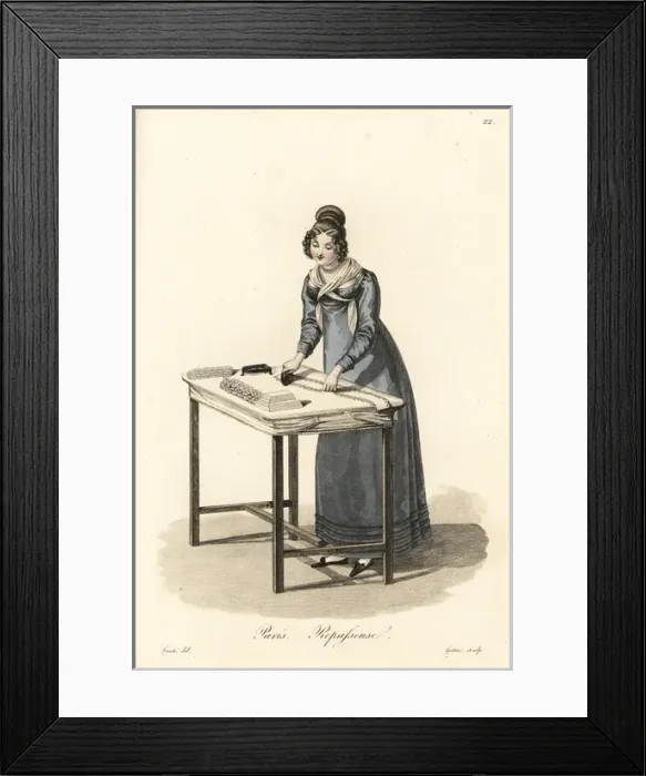 Framed Print : Female presser, Paris, early 19th century Framed Print : Female presser, Paris, early 19th century