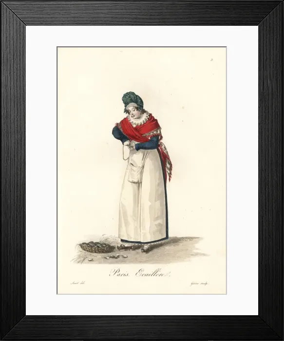 Framed Print : Servant at the baths, Paris, early 19th century Framed Print : Servant at the baths, Paris, early 19th century