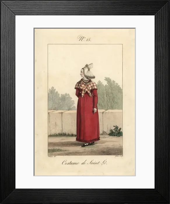 Framed Print : Costume of Saint Lo, 1827 Framed Print : Costume of Saint Lo, 1827
