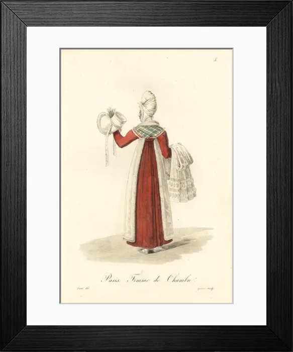 Framed Print : Chambermaid, Paris, early 19th century Framed Print : Chambermaid, Paris, early 19th century