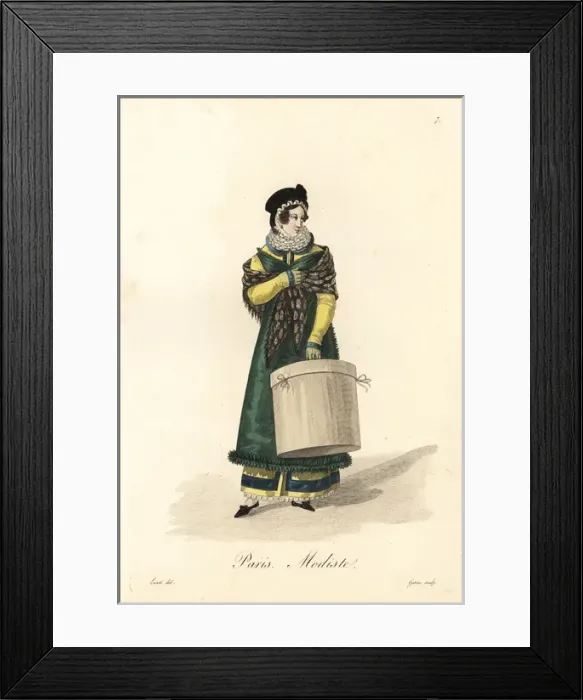 Framed Print : Milliner, Paris, early 19th century Framed Print : Milliner, Paris, early 19th century