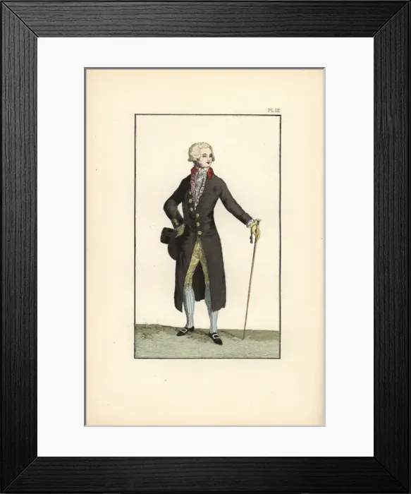 Framed Print : Man in wool redingote in the colour of London-chimney Framed Print : Man in wool redingote in the colour of London-chimney