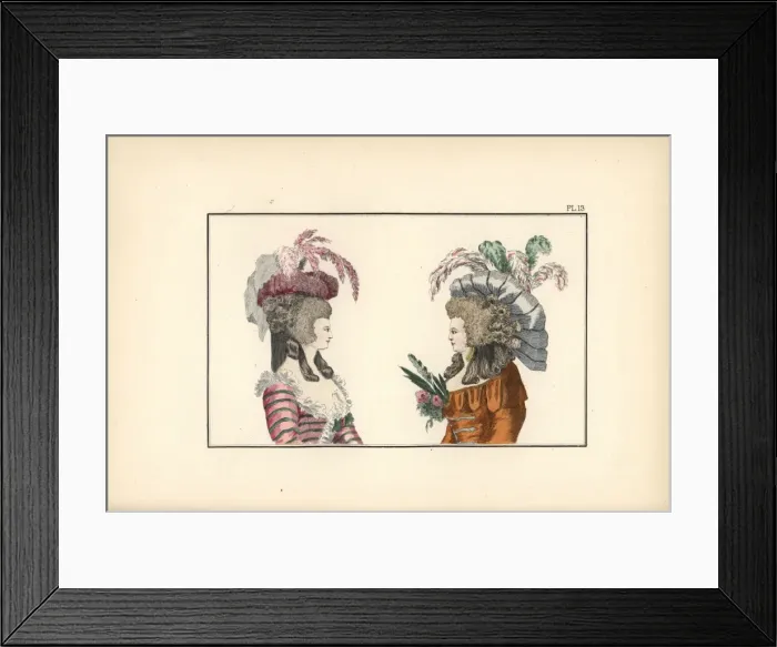 Framed Print : Pouf hat and shell hat in gauze Framed Print : Pouf hat and shell hat in gauze