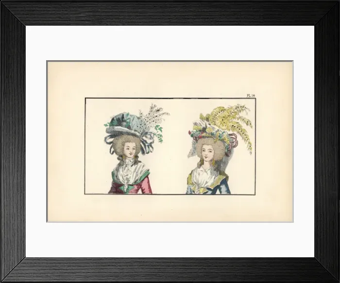 Framed Print : Prominent citizen bonnets of the late 18th century Framed Print : Prominent citizen bonnets of the late 18th century