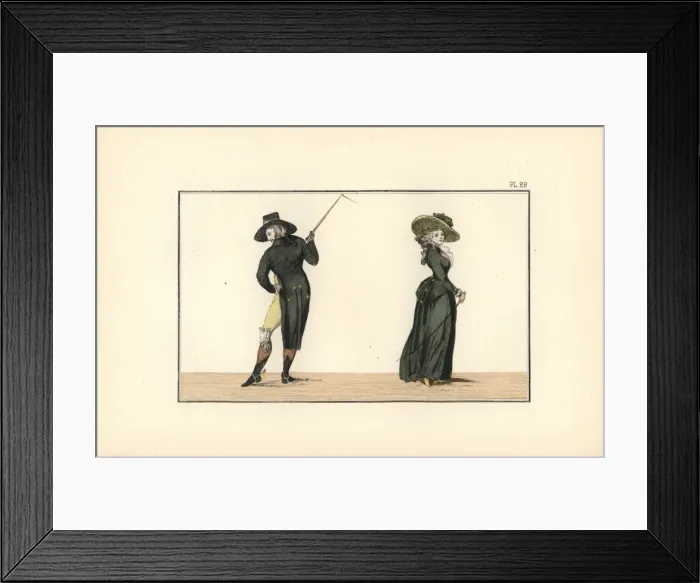 Framed Print : Woman in bottle-green petticoat and felt hat Framed Print : Woman in bottle-green petticoat and felt hat