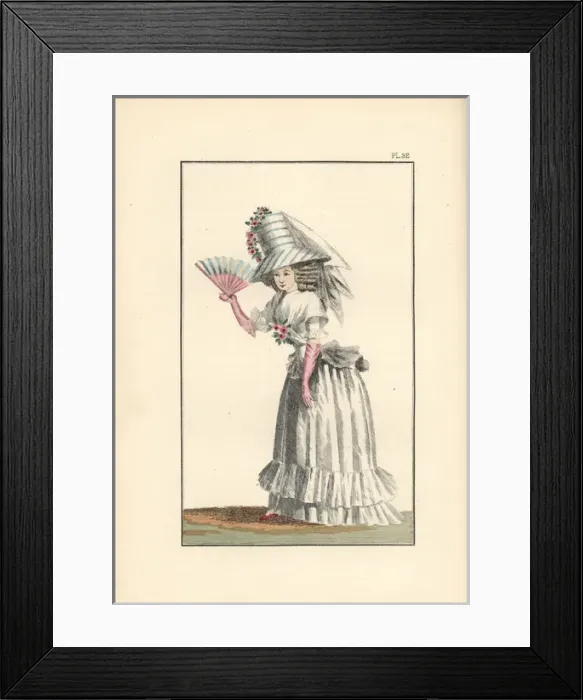 Framed Print : Woman in a chiffon dress, and tall striped Framed Print : Woman in a chiffon dress, and tall striped