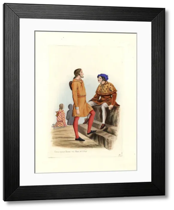 Framed Print : Male costume in the reigns of Edward I and II (1272-1327) Framed Print : Male costume in the reigns of Edward I and II (1272-1327)
