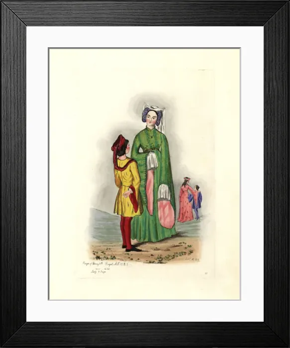 Framed Print : Lady and pageboy of the reign of Henry IV, 1411-1422 Framed Print : Lady and pageboy of the reign of Henry IV, 1411-1422