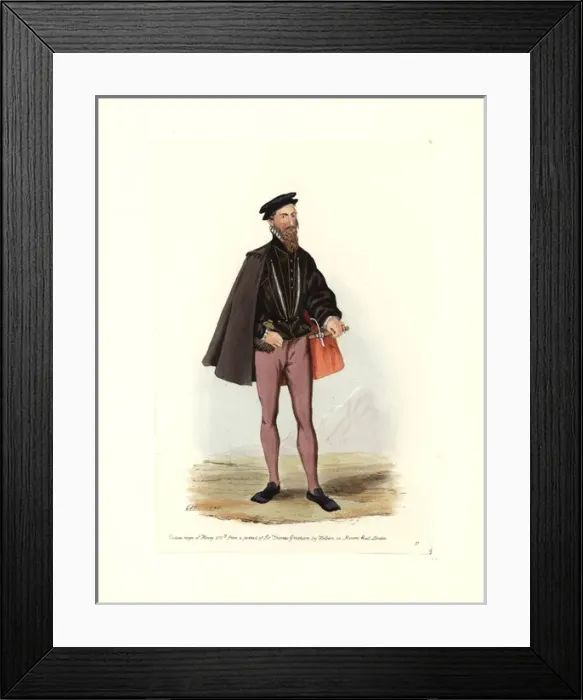 Framed Print : Male costume of the reign of Henry VIII Framed Print : Male costume of the reign of Henry VIII