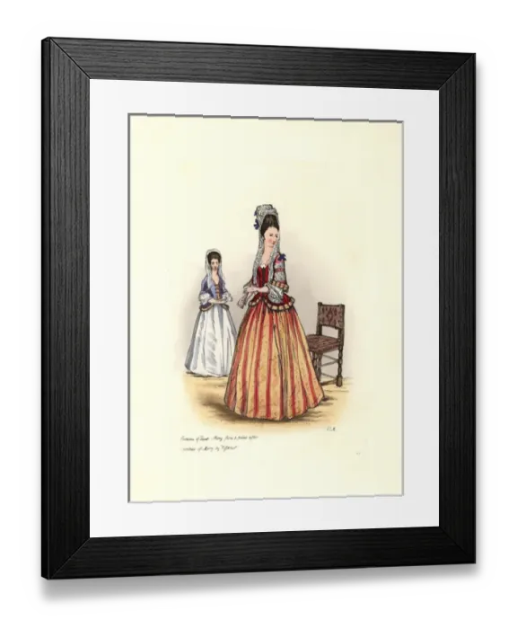 Framed Print : Womens costume from the reigns of Edward I Framed Print : Womens costume from the reigns of Edward I