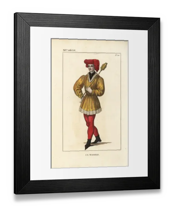 Framed Print : Mace-bearer or sergeant at arms, 14th century Framed Print : Mace-bearer or sergeant at arms, 14th century