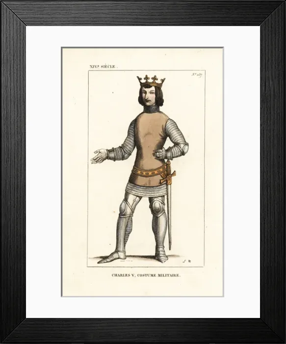Framed Print : Charles V, King of France, military costume, 1338-1380 Framed Print : Charles V, King of France, military costume, 1338-1380