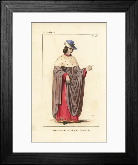 Framed Print : Lord in the court of King Charles V of France, 14th century Framed Print : Lord in the court of King Charles V of France, 14th century