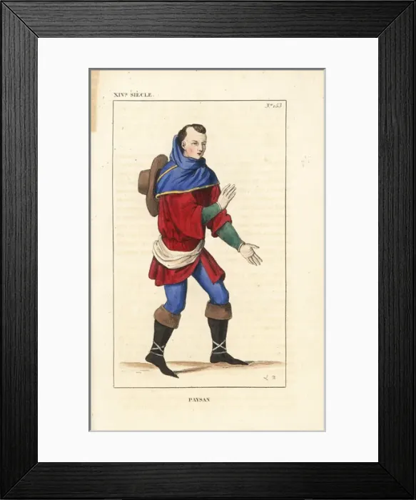 Framed Print : French peasant, 14th century Framed Print : French peasant, 14th century