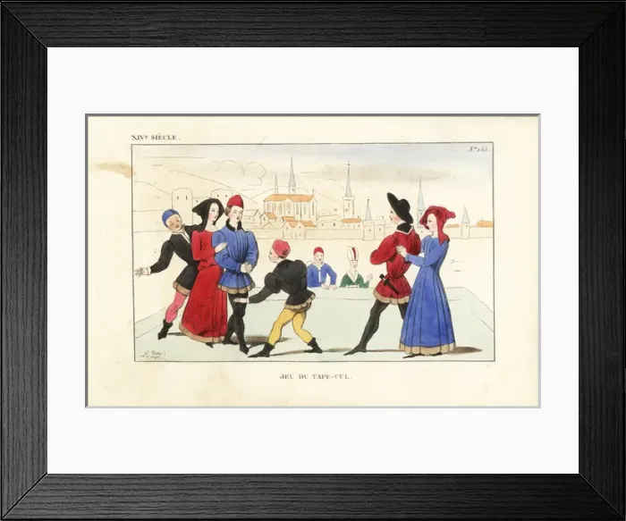 Framed Print : Nobles playing the game of tag, 14th century Framed Print : Nobles playing the game of tag, 14th century